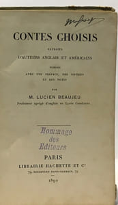 Contes choisis extraits d'auteurs anglais et américains publiés avec une préface des notices et des notes