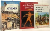 Dictionnaire de la civilisation grecque + Athènes (les villes ont une histoire...) + Au temps de la Grèce ancienne --- 3 livres sur la Grèce et ...