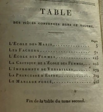Oeuvres de J.B. Poquelin de Molière - tome second - l'école des maris les facheux école es femmes la critique de l'école des femmes l'impromptu de ...
