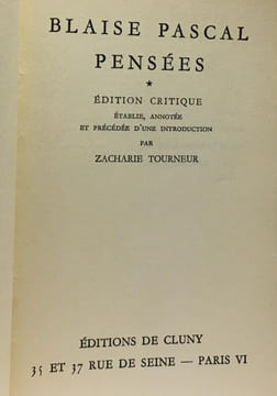 Pensées (tome un et deux) + Les provinciales (tome un et deux) --- 4 volumes. Blaise Pascal
