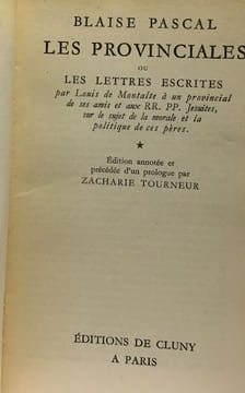 Pensées (tome un et deux) + Les provinciales (tome un et deux) --- 4 volumes. Blaise Pascal