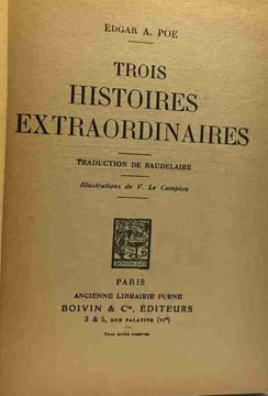 Trois histoires extraordinaires - traduction de Baudelaire - Illustrations de V. Le Campion -- le scarabée d'or; assassinat dans la rue morgue; ...