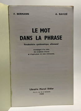 Das wort im satz -- nouveau vocabulaire systématique allemand-français --- illustrations dde H. Breton + Le mot dans la phrase vocabulaire ...