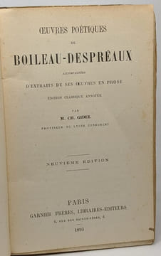 Oeuvres poétiques de Boileau-Despréaux accompagnées d'extraits de ses oeuvres en prose - édition classique annotée - 9e édition. Gidel M. CH