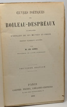 Oeuvres poétiques de Boileau-Despréaux accompagnées d'extraits de ses oeuvres en prose - édition classique annotée - 9e édition. Gidel M. CH