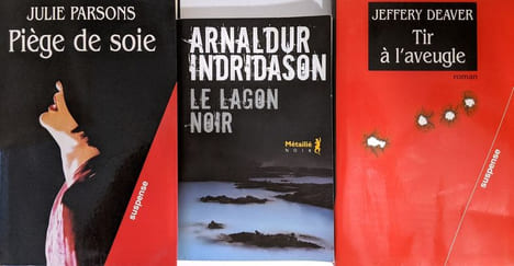 12 romans à suspens auteurs divers (voir descriptif complet): Le crime des roses (Thompson); La faiseuse d'anges (Läckberg) + Quai des enfers (Astier) ...