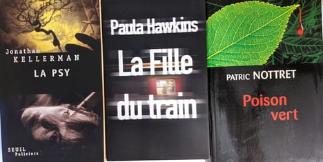 12 romans à suspens auteurs divers (voir descriptif complet): Le crime des roses (Thompson); La faiseuse d'anges (Läckberg) + Quai des enfers (Astier) ...