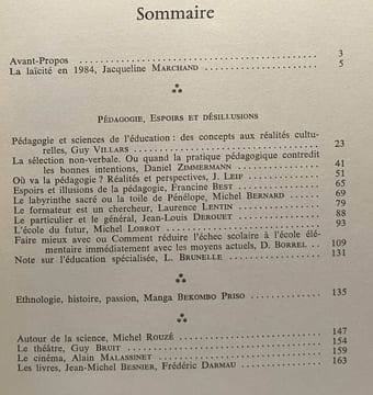 Raison présente n°71 --- Pédagogie: espoirs et désillusion - laïcité 1984. Marchand Jacqueline