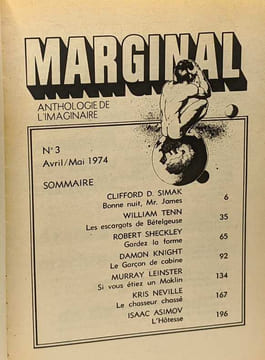 Marginal - anthologie de l'imaginaire n°3 avril/mai 1974 ceux d'ailleurs. Simak Clifford D. Tenn William Sheckley Robert Knight Damon Leinster Murray ...