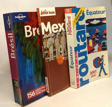 Equateur 2001-2002 + Brésil (lonely planetn en français) + Mexico (le petit fûté) --- 3 guide de voyage Amérique du Sud. Guide du Routard