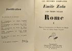 Rome - tome un et deux --- Les trois ville --- Les oeuvres complètes - notes et commentaires de Maurice Le Blond texte de l'édition Eugène Fasquelle. ...