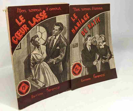 8 livres collection "mon roman d'amour": le coeur lassé + le mariage de Katie + un volant pour un coeur + le prix d'une vie + le roman d'une midinette ...