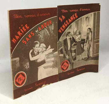 10 livres collection "mon roman d'amour": mariée sans amour + sa vangeance + une pauvre gosse + fille de la haine + près de toi toujours + l'aveu + un ...