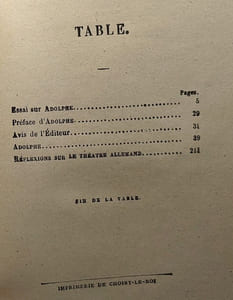 Adolphe anecdote trouvée dans les papiers d'un inconnu par Benjamin Constant - nouvelle édition suivie des réflexions sur le théâtre Allemand et précédée d'une notice sur Adolphe par Gustave Planche