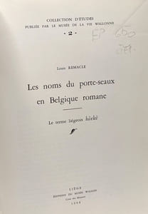 Les noms du porte-seaux en Belgique romane - le terme liégois hârkê - collection d'études