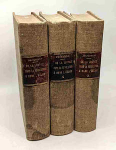 De la justice dans la révolution et dans l'église - COMPLET - EDITION 1860 - essais d'une philosophie populaire - Etudes 1 à 12 compilés en 3 volumes - nouvelle édition corrigéer et augmentée