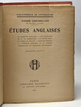 Études anglaises - bibliothèque de littérature - quatrième édition. Chevrillon André