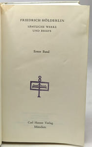 Friedrich Hölderlin Sämtliche werke und briefe - erster band