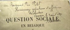 Question sociale en Belgique et Le Congo --- avec hommage de l'auteur. M. De Ramaix