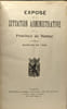 Expos&eacute; de la situation administrative de la Province de Namur - session de 1923. Collectif