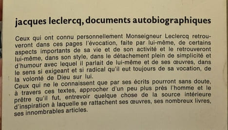 Mgr Jacques Leclercq - Documents autobiographiques - vies et témoignages. Ladrière Collard
