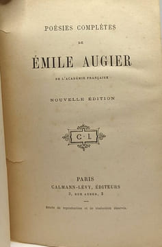 Poésies complètes - nouvelle édition. Augier Émile