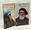 Testament (Abbé Pierre) + Un chemin tout simple (Mère Teresa) --- 2 livres. Pierre Abbé Mère Teresa