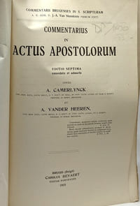 Commentarius in actus apostolorum - edition septima emendata et adaucta - commentarii brugenses in S. Scripturam