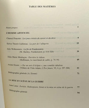 Bulletin de littérature générale et comparée - N°26 Automne 2000 - l'homme artificiel - la mise en scène de la guerre - agrégation des lettres ...