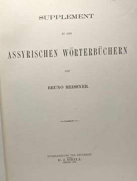Supplement zu den Assyrischen wörterbüchern. Meissner Bruno