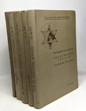 5 livres collection Jean Brunhes: Asie et Insulinde Afrique - L'Europe - Géographie Générale - France et colonies françaises (1ère) + France et ...