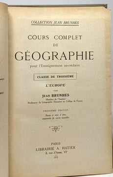 5 livres collection Jean Brunhes: Asie et Insulinde Afrique - L'Europe - Géographie Générale - France et colonies françaises (1ère) + France et ...