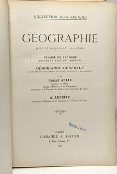 5 livres collection Jean Brunhes: Asie et Insulinde Afrique - L'Europe - Géographie Générale - France et colonies françaises (1ère) + France et ...