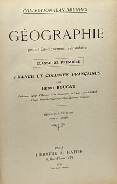 5 livres collection Jean Brunhes: Asie et Insulinde Afrique - L'Europe - Géographie Générale - France et colonies françaises (1ère) + France et ...