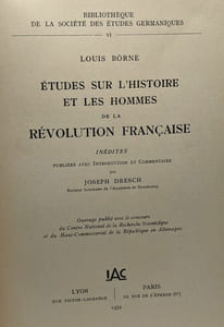 Études sur l'histoire et les hommes de la révolution française manuscrit inédit introduction et commentaire: Joseph Dresch - bibliothèque de la société des études germaniques VI