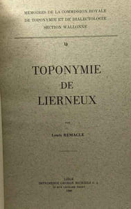 Toponymie de Lierneux - mémoires de la commission royale de toponymie et de dialectologie section wallone 16