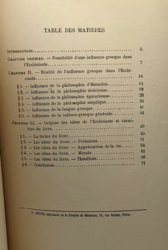 L'ecclésiaste et la philosophie grecque - Thèse - université de France académie de Paris --- avec hommage de l'auteur. Lods Adolphe