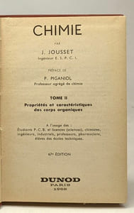 Chimie - TOME II - propriétés et caractéristiques des corps organiques