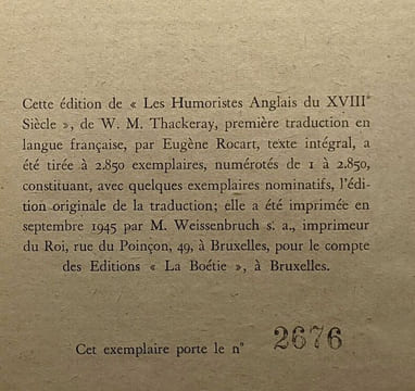 Les humoristes anglais du XVIIIe siècle. Thackeray W.M