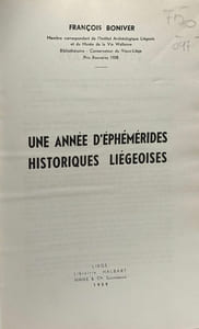 Une année d'éphémérides historiques liégeoises