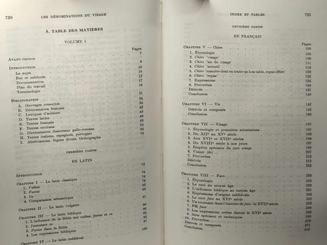 Les dénominsations du visage en français et dans les autres langues romanes - Etude sémantique et onomasiologique - VOLUME 1 & 2 - bibliothèque de la ...