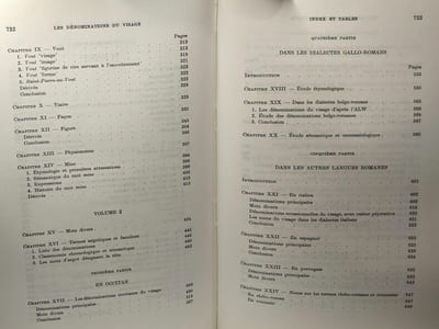 Les dénominsations du visage en français et dans les autres langues romanes - Etude sémantique et onomasiologique - VOLUME 1 & 2 - bibliothèque de la faculté de philosophie et lettres Univ. Liège /