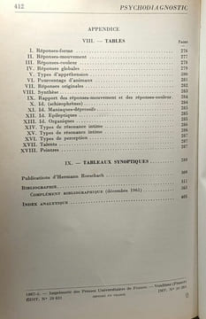 Psycghodiagnostic - méthode et résultats d'une expérience diagnostique de perception ( interprétation livre de formes fortuites) - bibliothèque ...