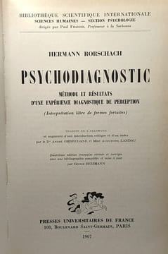 Psycghodiagnostic - méthode et résultats d'une expérience diagnostique de perception ( interprétation livre de formes fortuites) - bibliothèque ...