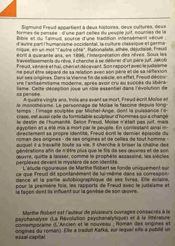 D'Oedipe à Moïse - Freud et la conscience juive - Coll. " Diaspora". Robert Marthe