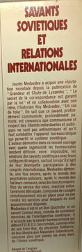 Savants soviétiques et relations internationales - par l'auteur de "Grandeure et chute de Lyssenko". Medvedev Jaurès