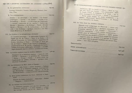 Les "archives littéraires de l'Europe" 1804-1808 et le Cosmopolitisme Littéraire sous le Premier Empire - classe des lettres et des sciences morales et politique mémoires TOME LI fascicule 4 et dernie