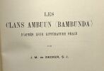 Les clans Ambuun (Bambunda) d'après leur littérature orale - mémoires TOME XX. Fasc. 1. J.M. De Decker