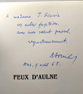 Feux d'Aulne - frontispice de l'auteur - ornements d'A.-Jacqueline Carpentier - avec hommage de l'auteur