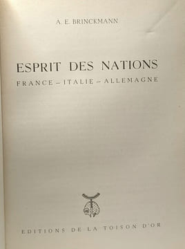 Esprit des nations - France - Italie - Allemagne. A.E. Brinckmann